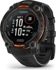 Garmin Instinct 3 Solar 45 mm musta unisex — GPS-juoksukello aurinkolataus rannesykemittaus pitkä akunkesto kestävä kilpailu- ja treenikello