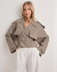 Gina Tricot Beige – Short belted trench coat