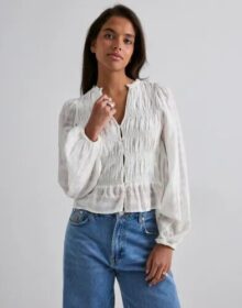 Gina Tricot Valkoinen – Smock blouse