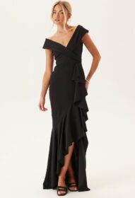 Goddiva Bardot Frill Maxi Dress