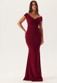Goddiva Bardot Pleat Maxi Dress