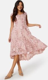 Goddiva Embroidered Lace Dress Blush L (UK14)