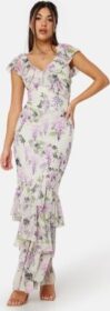Goddiva Floral Ruffle Hem Maxi Dress Multi S (UK10)