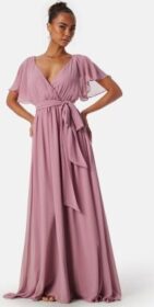 Goddiva Flutter Chiffon Maxi Dress Lavender S (UK10)