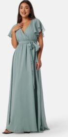 Goddiva Flutter Chiffon Maxi Dress Sage Green XS (UK8)