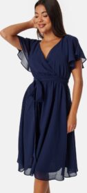 Goddiva Flutter Chiffon Midi Dress