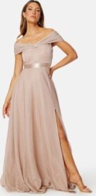 Goddiva Glitter Bardot Maxi Dress Nude XXL (UK18)