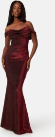 Goddiva Glitter Off Shoulder Maxi Dress