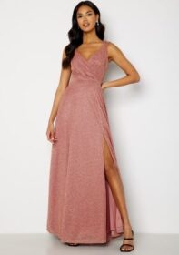 Goddiva Glitter Wrap Maxi Dress Dark Rose S (UK10)