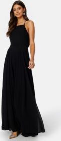 Goddiva High Neck Chiffon Maxi Dress Black XL (UK16)