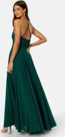 Goddiva High Neck Chiffon Maxi Dress Dark Green XL (UK16)