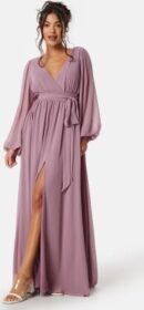 Goddiva Long Sleeve Chiffon Dress Dusty Lavendel XS (UK8)