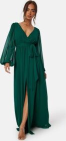 Goddiva Long Sleeve Chiffon Dress Green XL (UK16)