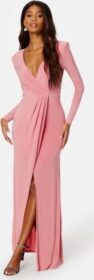 Goddiva Long Sleeve Maxi Dress Warm Pink XL (UK16)