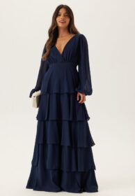 Goddiva Long Sleeve Tiered Maxi Dress