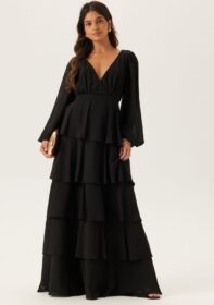 Goddiva Long Sleeve Tiered Maxi Dress