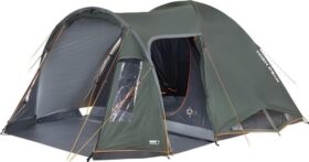 High Peak Tessin 4.1 kupoliteltta (tummanvihreä/harmaa tunnelikuistilla Climate Protection 80)