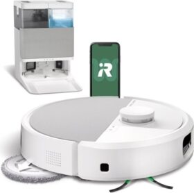 iRobot Roomba Plus 505 Combo Robot + AutoWash Dock Pussiton Valkoinen Pyöreä Pölypussi 3 renkaita Lataus Purification