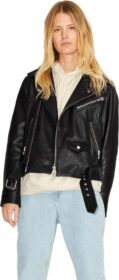 Jack & Jones Holly Biker Jjxx Leather Jacket Refurbished Musta L Nainen