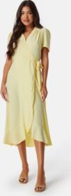 John Zack Short Sleeve Wrap Dress Lemon L (UK14)