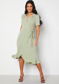 John Zack Short Sleeve Wrap Dress Sage Green XS (UK8)