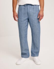 KnowledgeCotton Apparel FIG loose linen pants – GOTS/Vegan Pellavahousut Blue