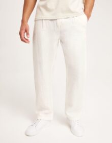 KnowledgeCotton Apparel FIG loose linen pants – GOTS/Vegan Pellavahousut Bright White