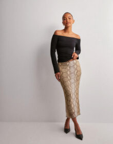Nelly Beige – Mesh Midi Skirt