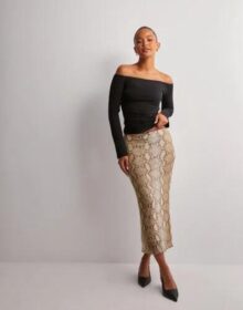 Nelly Beige – Mesh Midi Skirt