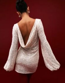 Nelly Champagne – Sparkling Cowlneck Dress