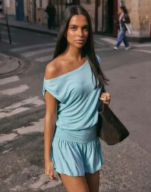 Nelly Sininen – Soft Shoulder Mini Dress