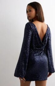 Nelly Sininen – Sparkling Cowlneck Dress