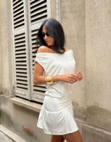 Nelly Valkoinen – Soft Shoulder Mini Dress