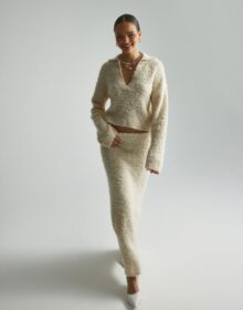 Nelly Valkoinen – Structure Knit Skirt