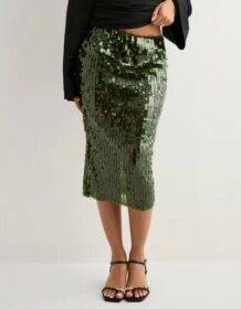 Nelly Vihreä – Sequin Mesh Midi Skirt