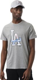New Era Los Angeles Dodgers Mlb Double Logo Short Sleeve T-shirt Harmaa S Mies