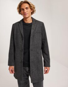 Only & Sons Onsjaylon Check Wool Coat Otw Miesten takit Black Grey Pinstripe Check