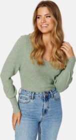 ONLY Atia L/S V-Neck Pullover Chinois Green Melang XS
