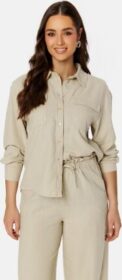 ONLY Caro L/S Oversized Linen Blend Shirt Oxford Tan L