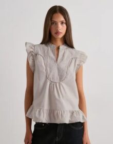 Only Harmaa – Onladda S/L V-Neck Top Ex Wvn