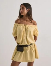 Only Keltainen – Onlgoa Ss Linen Short Dress Cc Pnt
