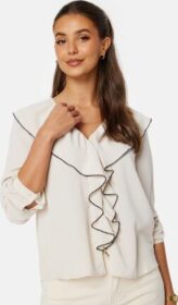 ONLY Lise Contrast Frill Shirt Pumice Stone Detail: M