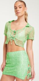 Only Minihameet – Patina Green – Neoolive Mw Tie Detail Mini Skirt N – Hameet – Mini Skirts
