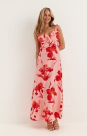ONLY Onlhyaci S/L FRILL LONG AOP DRESS
