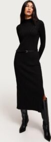 Only Pitkähihaiset mekot – Black – Onltrier Ls Highneck Maxi Dress Knt – Mekot – Long sleeved dresses