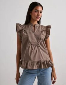 Only Ruskea – Onladda S/L V-Neck Top Ex Wvn