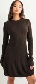 Only Ruskea – Onltessie Ls Rib Flared Dress at Kn