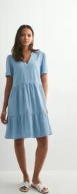 Only Sininen – Onltiri-Caro S/S V-Neck Lin Dress C
