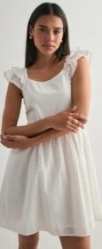 Only Valkoinen – Onldeffie Ss Dobby Short Dress Wvn