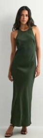 Only Vihreä – Onlmika Vis Satin Slip Long Dress W